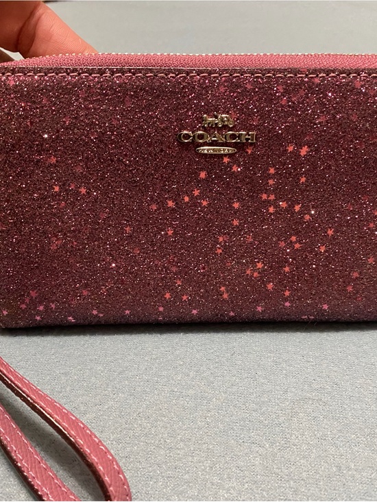 Coach Handbags - COACH Pink Glitter Star Wristlet Clutch